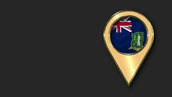 British Virgin Islands, BVI Gold Location Icon Flag Seamless Looped Waving, Space on Left Side for Design or Information, 3D Rendering video