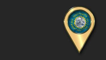 State of South Dakota Gold Location Icon Flag Seamless Looped Waving, Space on Left Side for Design or Information, 3D Rendering video