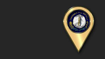 State of Kentucky Gold Location Icon Flag Seamless Looped Waving, Space on Left Side for Design or Information, 3D Rendering video