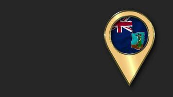 Montserrat Gold Location Icon Flag Seamless Looped Waving, Space on Left Side for Design or Information, 3D Rendering video