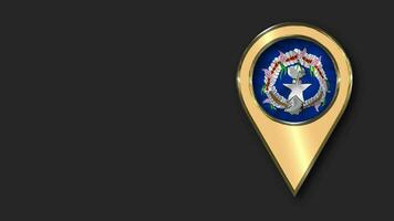 del Norte mariana islas oro ubicación icono bandera sin costura serpenteado ondulación, espacio en izquierda lado para diseño o información, 3d representación video