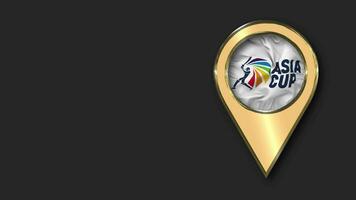 Asia cup Gold Location Icon Flag Seamless Looped Waving, Space on Left Side for Design or Information, 3D Rendering video