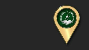 Government of Balochistan Gold Location Icon Flag Seamless Looped Waving, Space on Left Side for Design or Information, 3D Rendering video