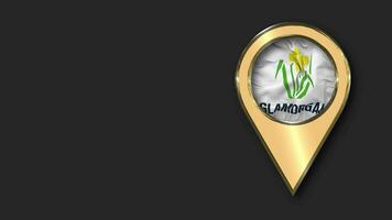 Glamorgan County Cricket Club Gold Location Icon Flag Seamless Looped Waving, Space on Left Side for Design or Information, 3D Rendering video