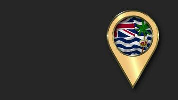 British Indian Ocean Territory, BIOT Gold Location Icon Flag Seamless Looped Waving, Space on Left Side for Design or Information, 3D Rendering video