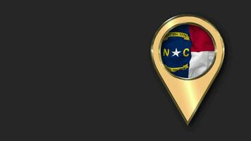 State of North Carolina Gold Location Icon Flag Seamless Looped Waving, Space on Left Side for Design or Information, 3D Rendering video