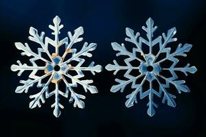 AI generated snowflakes gracefully decorating a winter wonderland Christmas snow light background AI Generated photo