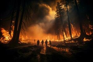 wildfire forest fire Engulfs Woods Fire Spreads Wildly AI Generated photo