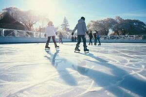 ai generado festivo hielo Patinaje un invierno alegría ese capturas el Navidad espíritu ai generado foto