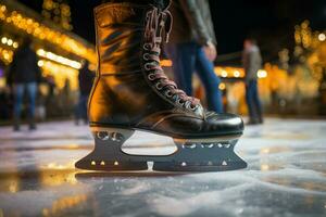 ai generado festivo hielo Patinaje un invierno alegría ese capturas el Navidad espíritu ai generado foto