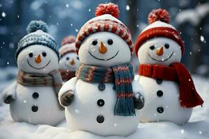 AI generated Charming snowman heralds Christmas celebration holiday cheer AI Generated photo