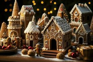 AI generated Christmas gingerbread house Magical fairy tale castle in snowy winter of sugary dreams AI Generated photo