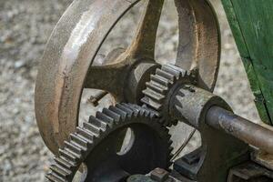 This photo show gear wheels of machines in a farmers village in Germany