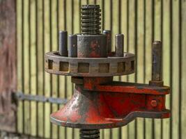 This photo show gear wheels of machines in a farmers village in Germany