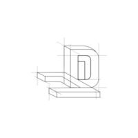 JD monogram logo with grid lines method vector