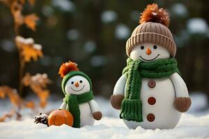 AI generated Charming snowman heralds Christmas celebration holiday cheer AI Generated photo