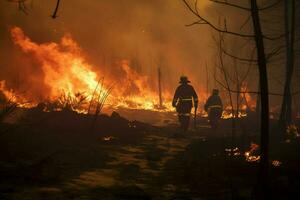 wildfire forest fire Engulfs Woods Fire Spreads Wildly AI Generated photo