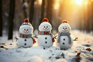 AI generated Charming snowman heralds Christmas celebration holiday cheer AI Generated photo