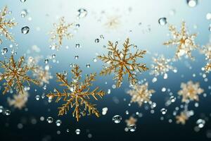 AI generated snowflakes gracefully decorating a winter wonderland Christmas snow light background AI Generated photo