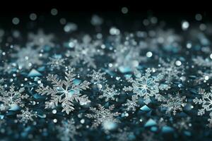 AI generated snowflakes gracefully decorating a winter wonderland Christmas snow light background AI Generated photo