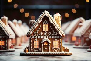 AI generated Christmas gingerbread house Magical fairy tale castle in snowy winter of sugary dreams AI Generated photo