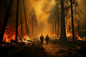 wildfire forest fire Engulfs Woods Fire Spreads Wildly AI Generated photo