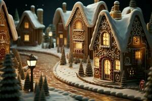 AI generated Christmas gingerbread house Magical fairy tale castle in snowy winter of sugary dreams AI Generated photo