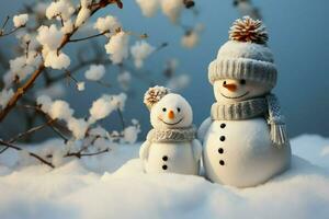 AI generated Charming snowman heralds Christmas celebration holiday cheer AI Generated photo