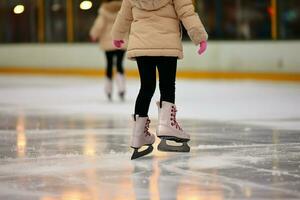 ai generado festivo hielo Patinaje un invierno alegría ese capturas el Navidad espíritu ai generado foto