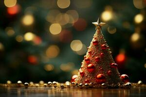 AI generated beautifully decorated Christmas tree with twinkling lights and festive ornaments AI Generated photo