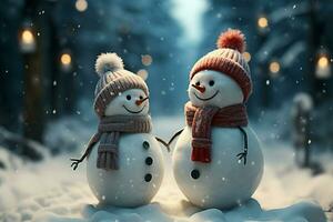 AI generated Charming snowman heralds Christmas celebration holiday cheer AI Generated photo