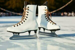 ai generado festivo hielo Patinaje un invierno alegría ese capturas el Navidad espíritu ai generado foto