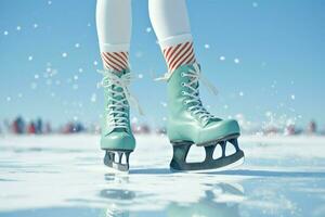 ai generado festivo hielo Patinaje un invierno alegría ese capturas el Navidad espíritu ai generado foto