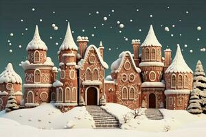 AI generated Christmas gingerbread house Magical fairy tale castle in snowy winter of sugary dreams AI Generated photo