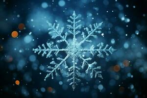 AI generated snowflakes gracefully decorating a winter wonderland Christmas snow light background AI Generated photo