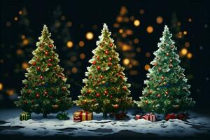 AI generated beautifully decorated Christmas tree with twinkling lights and festive ornaments AI Generated photo