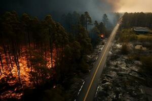 wildfire forest fire Engulfs Woods Fire Spreads Wildly AI Generated photo