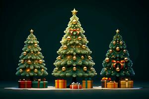 AI generated beautifully decorated Christmas tree with twinkling lights and festive ornaments AI Generated photo