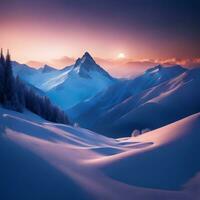Astral composition with snow mountain photo