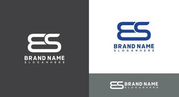 ES letter logo design template. Initial letter ES logo icon vector. vector