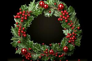 AI generated Rustic Christmas wreath ornaments a beacon of yuletide charm AI Generated photo