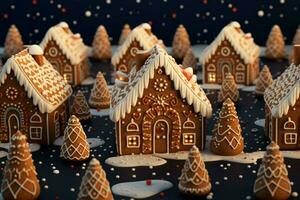 AI generated Christmas gingerbread house Magical fairy tale castle in snowy winter of sugary dreams AI Generated photo