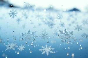 AI generated snowflakes gracefully decorating a winter wonderland Christmas snow light background AI Generated photo