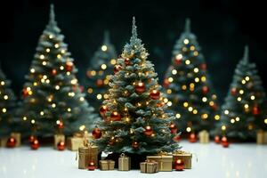 AI generated beautifully decorated Christmas tree with twinkling lights and festive ornaments AI Generated photo