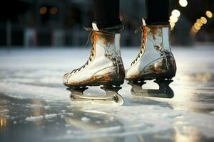 ai generado festivo hielo Patinaje un invierno alegría ese capturas el Navidad espíritu ai generado foto