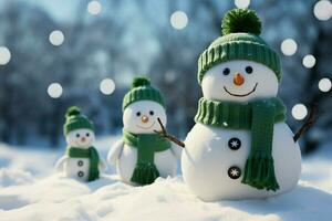 AI generated Charming snowman heralds Christmas celebration holiday cheer AI Generated photo