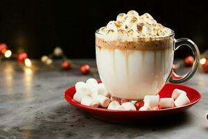 AI generated Classic hot chocolate rich warmth and creamy eggnog festive holiday Christmas  AI Generated photo