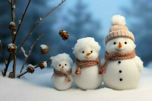 AI generated Charming snowman heralds Christmas celebration holiday cheer AI Generated photo