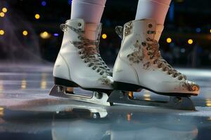 ai generado festivo hielo Patinaje un invierno alegría ese capturas el Navidad espíritu ai generado foto