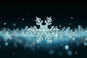 AI generated snowflakes gracefully decorating a winter wonderland Christmas snow light background AI Generated photo